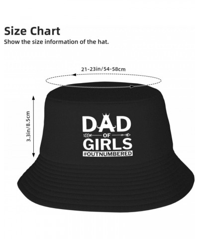 Dad of Girls-Outnumbered Happy Father's Day Bucket Hat Womens Fisherman Hat Sun Cap Funny Hat Gift Black $9.42 Bucket Hats