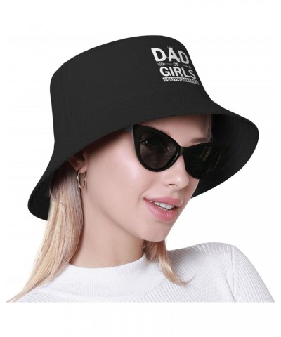 Dad of Girls-Outnumbered Happy Father's Day Bucket Hat Womens Fisherman Hat Sun Cap Funny Hat Gift Black $9.42 Bucket Hats