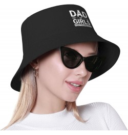 Dad of Girls-Outnumbered Happy Father's Day Bucket Hat Womens Fisherman Hat Sun Cap Funny Hat Gift Black $9.42 Bucket Hats