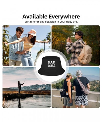 Dad of Girls-Outnumbered Happy Father's Day Bucket Hat Womens Fisherman Hat Sun Cap Funny Hat Gift Black $9.42 Bucket Hats