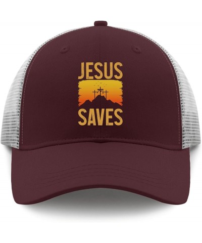 Sun hat Cross Jesus Saves Baseball Cap Women Music hat Gifts for Him Golf Hats Suitable for Summer Casual Chestnut Red $9.68 ...