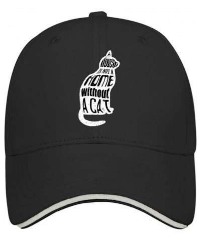 Baseball Hats A House is Not A Home Without A Cat Trucker Hat for Women Cool Denim Snapbacks for Gift Black $11.57 Baseball Caps