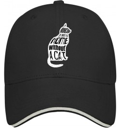 Baseball Hats A House is Not A Home Without A Cat Trucker Hat for Women Cool Denim Snapbacks for Gift Black $11.57 Baseball Caps