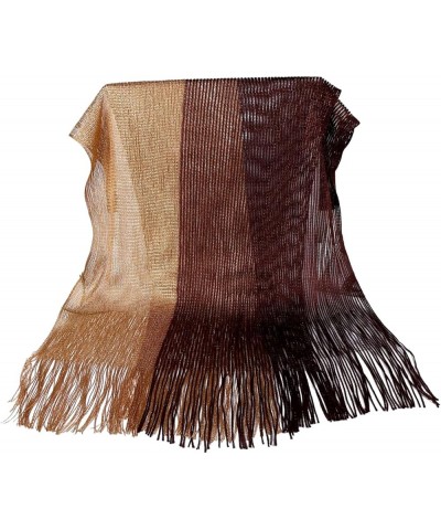 Fringe Trim Mardi Poncho for Woman Lightweight Shawl Color Matching Scarf for Ladies Carnival Versatile Supplies Style Six $6...