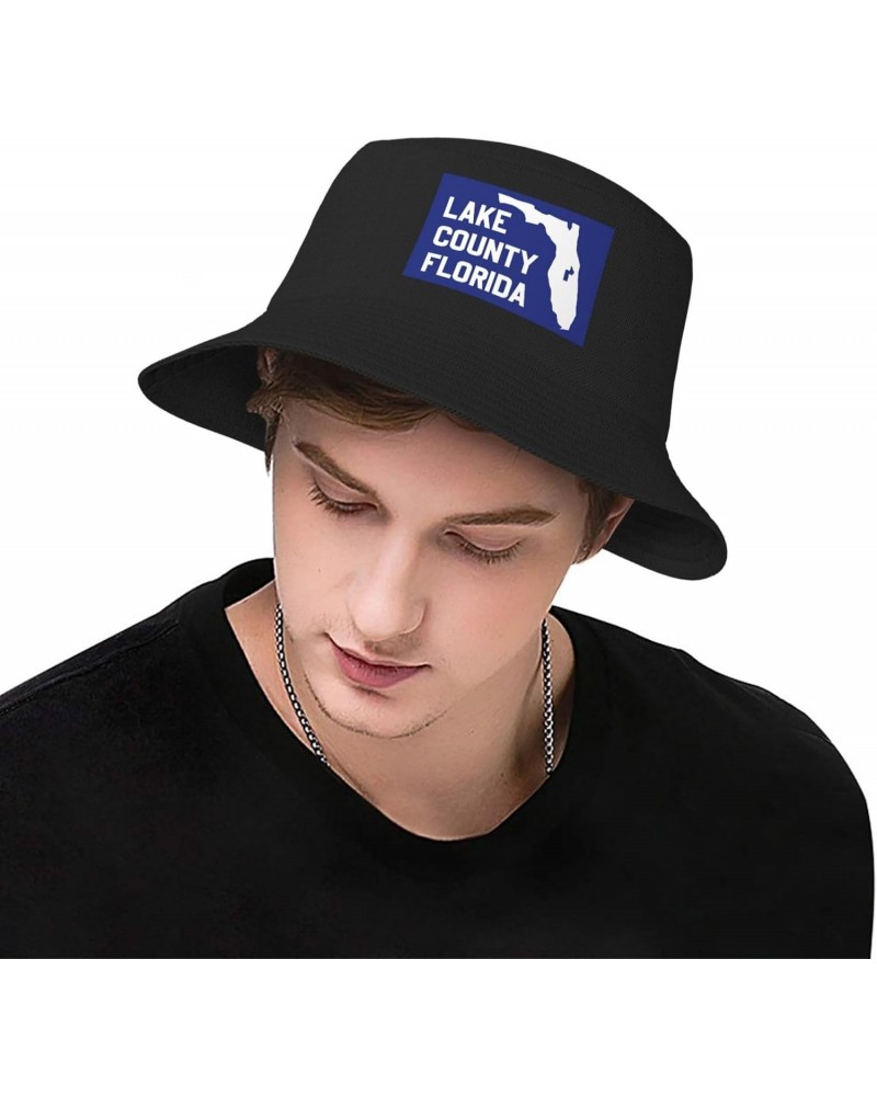 Flag of Lake County, Florida Bucket Hat for Men Women Boonie Hat Outdoor Summer Vacation Beach Travel Fishing Cap Black $12.3...