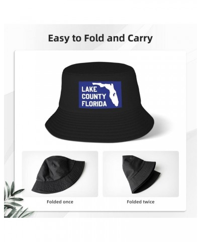 Flag of Lake County, Florida Bucket Hat for Men Women Boonie Hat Outdoor Summer Vacation Beach Travel Fishing Cap Black $12.3...