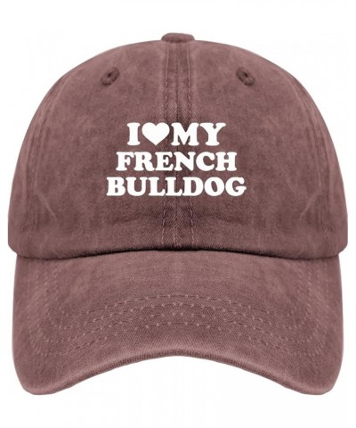 Cool Hats for Men Bulldog Fashion Hats for Womens Fashionable Hats Quick Dry i My frenchh bulldogg Baseball Cap Men Wine Red ...