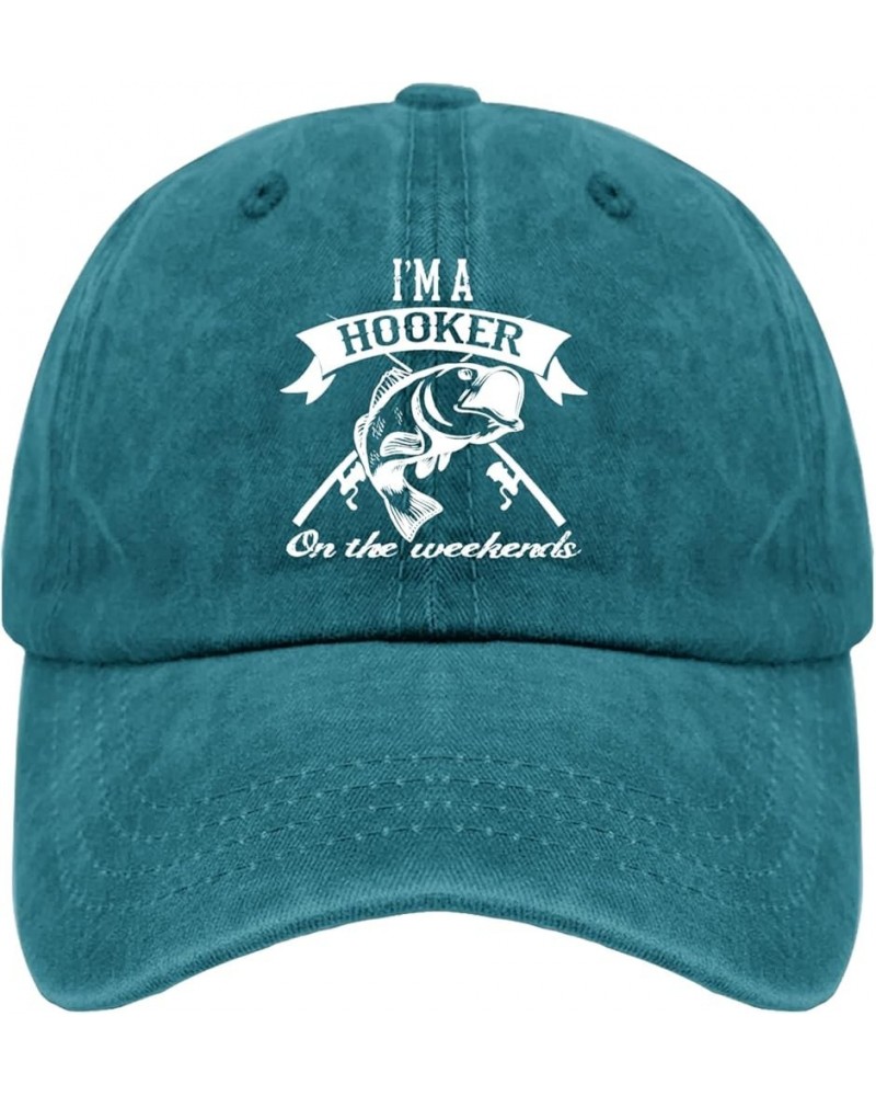 I'm A Hooker On The Weekends Trucker Hat Funny Hat Pigment Black Funny Hats Gifts for Dad Golf Caps Cyan Blue $11.65 Bucket Hats