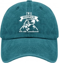 I'm A Hooker On The Weekends Trucker Hat Funny Hat Pigment Black Funny Hats Gifts for Dad Golf Caps Cyan Blue $11.65 Bucket Hats