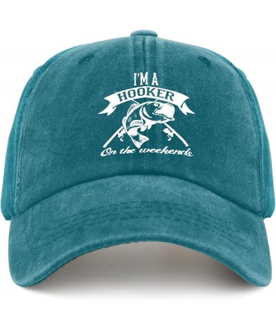 I'm A Hooker On The Weekends Trucker Hat Funny Hat Pigment Black Funny Hats Gifts for Dad Golf Caps Cyan Blue $11.65 Bucket Hats