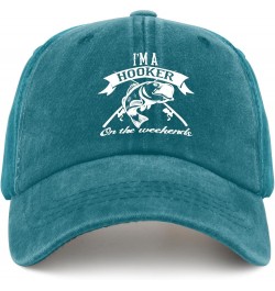 I'm A Hooker On The Weekends Trucker Hat Funny Hat Pigment Black Funny Hats Gifts for Dad Golf Caps Cyan Blue $11.65 Bucket Hats