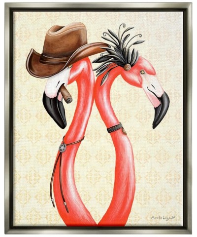 Vintage Flamingos Cowboy Hat Antique Fashion Outfit, Design by Amelie Legault Grey Floater Framed 24 x 30 $34.58 Cowboy Hats