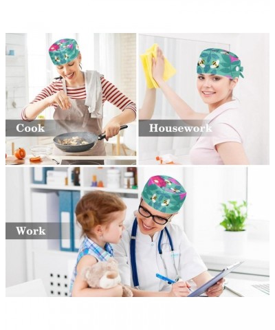 Scrub Cap Nurse Doctor Surgical Hat Bee Flowers Pattern Medical Hat with Buttons Bowknot Hair Bow Tie Color 5 $7.49 Skullies ...