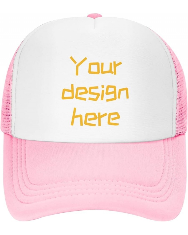 Custom Hats Custom Hat Design Your Own Text/Logo Trucker Hat Baseball Cap Casual Unisex Adjustable Hip-Hop Style Cap Pink $8....