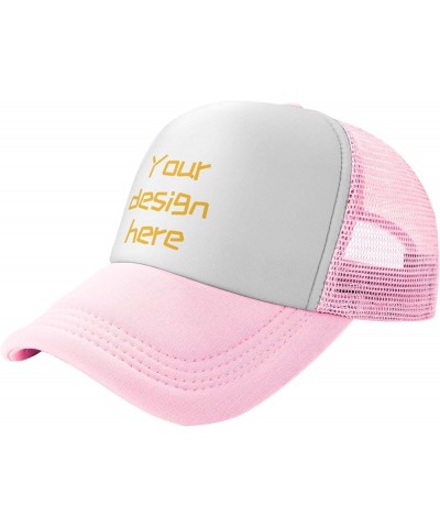 Custom Hats Custom Hat Design Your Own Text/Logo Trucker Hat Baseball Cap Casual Unisex Adjustable Hip-Hop Style Cap Pink $8....