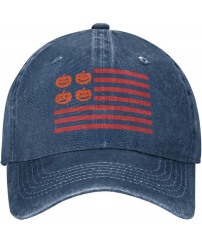 Halloween Pumpkin USA American Flag Baseball Cap Casquette Hat for Men Women Navy Blue $10.75 Baseball Caps