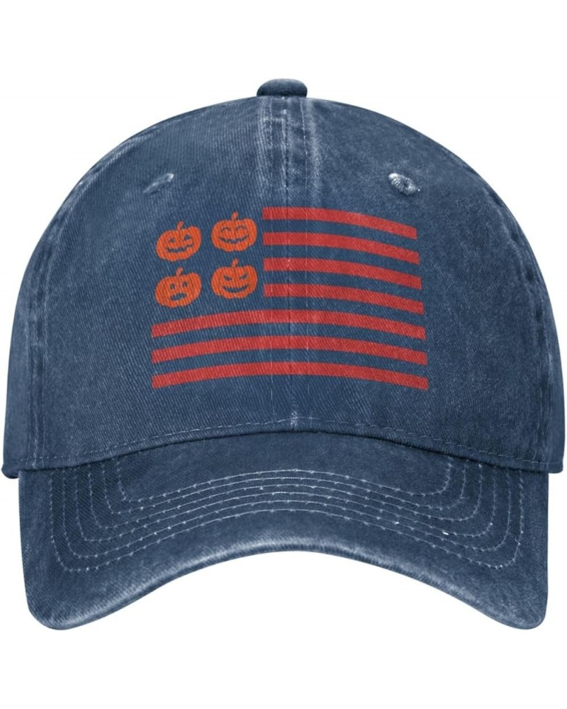 Halloween Pumpkin USA American Flag Baseball Cap Casquette Hat for Men Women Navy Blue $10.75 Baseball Caps