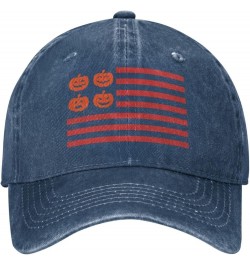 Halloween Pumpkin USA American Flag Baseball Cap Casquette Hat for Men Women Navy Blue $10.75 Baseball Caps