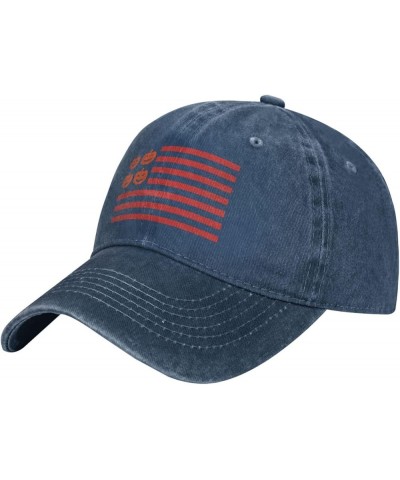 Halloween Pumpkin USA American Flag Baseball Cap Casquette Hat for Men Women Navy Blue $10.75 Baseball Caps