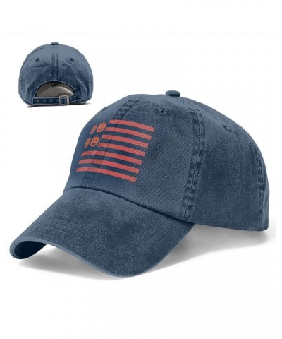 Halloween Pumpkin USA American Flag Baseball Cap Casquette Hat for Men Women Navy Blue $10.75 Baseball Caps