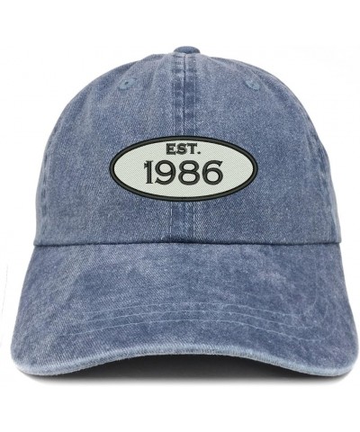 Established 1986 Embroidered 38th Birthday Gift Pigment Dyed Washed Cotton Cap Navy $13.99 Baseball Caps