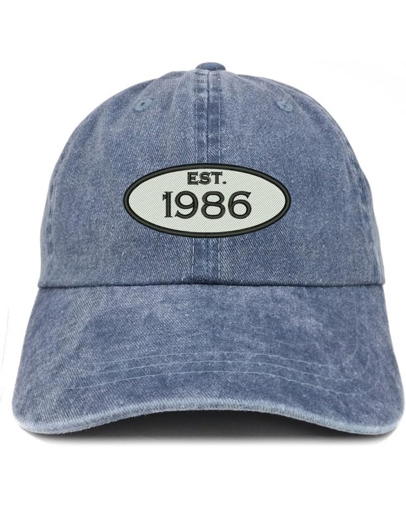 Established 1986 Embroidered 38th Birthday Gift Pigment Dyed Washed Cotton Cap Navy $13.99 Baseball Caps