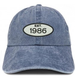 Established 1986 Embroidered 38th Birthday Gift Pigment Dyed Washed Cotton Cap Navy $13.99 Baseball Caps