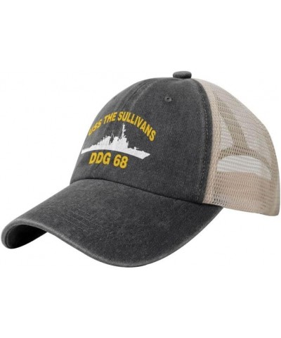 USS The Sullivans DDG 68 Flag Baseball Caps-Denim Hats Cowboy Knit hat Fisherman's hat Black $13.16 Baseball Caps