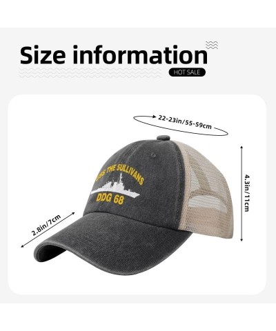 USS The Sullivans DDG 68 Flag Baseball Caps-Denim Hats Cowboy Knit hat Fisherman's hat Black $13.16 Baseball Caps