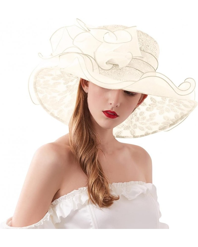 Church Dress Bowler Derby Fascinator Hat 20s 50s Vintage Bucket Hat Wide Brim Dress Hat Headband Clip B1-beige $14.99 Sun Hats