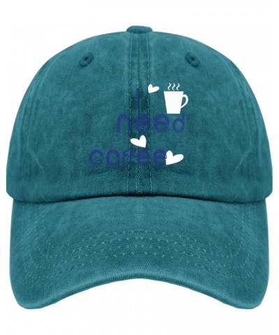 Baseball Cap Women Coffee Vintage Cap for Women's Hats Quick Dry i Need Coffee Sun Hats Cyan Blue $9.38 Baseball Caps