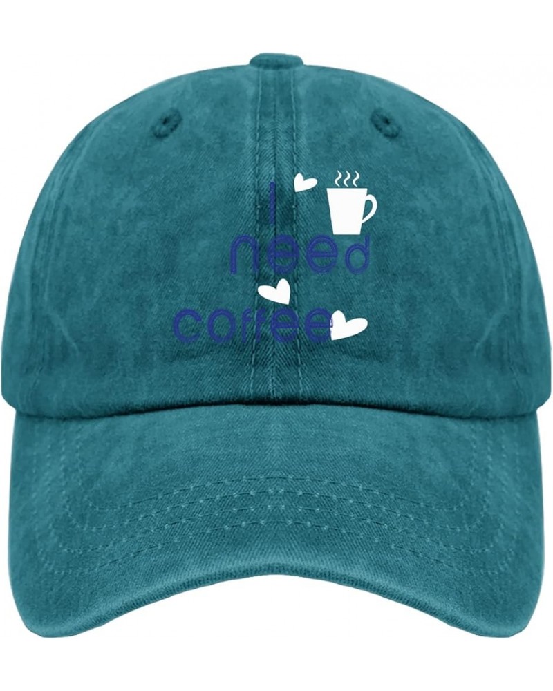 Baseball Cap Women Coffee Vintage Cap for Women's Hats Quick Dry i Need Coffee Sun Hats Cyan Blue $9.38 Baseball Caps