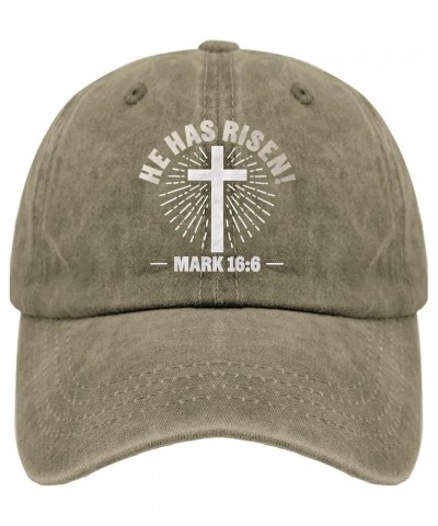 He Has Risen Trucker Hat Woman Hat Pigment Black Trucker Hats Women Gifts for Dad Hiking Caps Pigment Khaki $11.39 Cowboy Hats