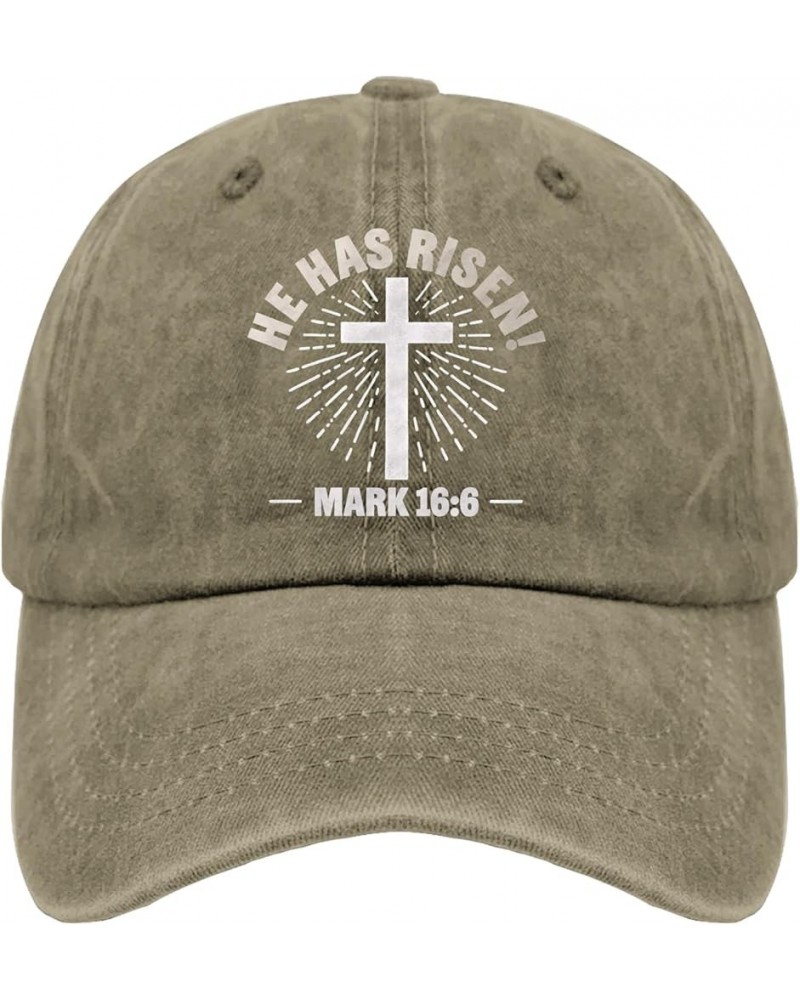 He Has Risen Trucker Hat Woman Hat Pigment Black Trucker Hats Women Gifts for Dad Hiking Caps Pigment Khaki $11.39 Cowboy Hats