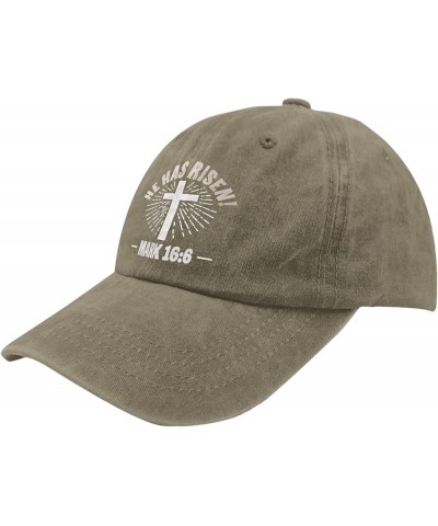 He Has Risen Trucker Hat Woman Hat Pigment Black Trucker Hats Women Gifts for Dad Hiking Caps Pigment Khaki $11.39 Cowboy Hats