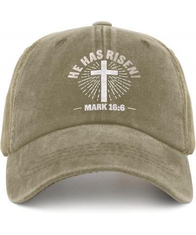 He Has Risen Trucker Hat Woman Hat Pigment Black Trucker Hats Women Gifts for Dad Hiking Caps Pigment Khaki $11.39 Cowboy Hats