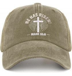 He Has Risen Trucker Hat Woman Hat Pigment Black Trucker Hats Women Gifts for Dad Hiking Caps Pigment Khaki $11.39 Cowboy Hats