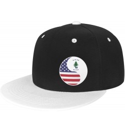 Yin Yang Flag Combination of America and Maine Snapback Hat Flat Bill Hat Baseball Cap for Men Women Flat Brim Hats White $9....