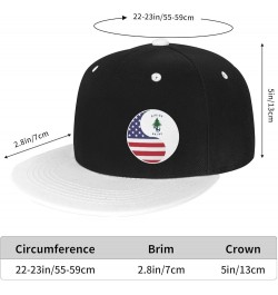 Yin Yang Flag Combination of America and Maine Snapback Hat Flat Bill Hat Baseball Cap for Men Women Flat Brim Hats White $9....