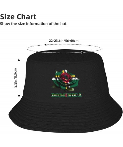 Flag Bucket Hats for Men Women Adult Printed Fishing Hats Sun Hats Novelty Bucket Hats Rose Dominica Flag $11.33 Bucket Hats