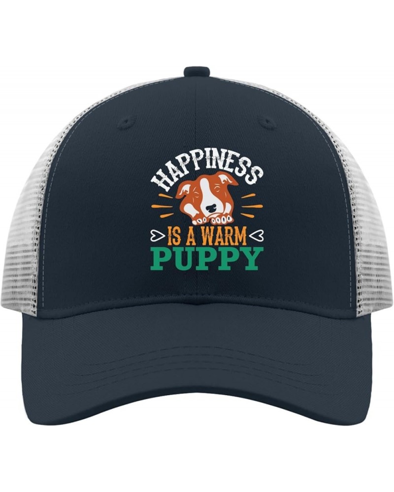 Happiness is A Warm Puppy Baseball Cap Trucker Hat Women Apricot Custom Hat Gifts for Mom Baseball Hat Marine Blue $9.66 Sun ...