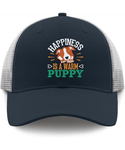 Happiness is A Warm Puppy Baseball Cap Trucker Hat Women Apricot Custom Hat Gifts for Mom Baseball Hat Marine Blue $9.66 Sun ...