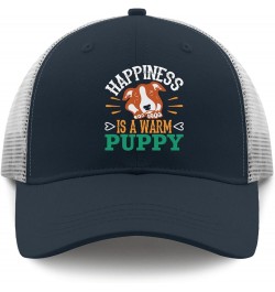 Happiness is A Warm Puppy Baseball Cap Trucker Hat Women Apricot Custom Hat Gifts for Mom Baseball Hat Marine Blue $9.66 Sun ...