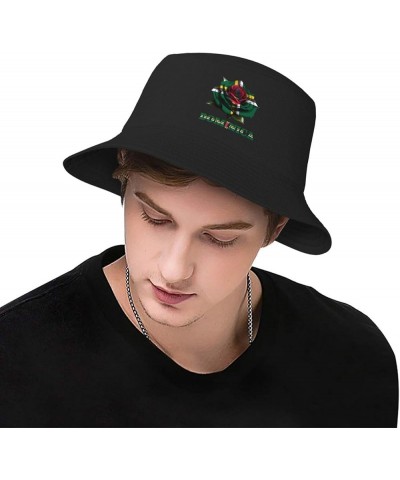 Flag Bucket Hats for Men Women Adult Printed Fishing Hats Sun Hats Novelty Bucket Hats Rose Dominica Flag $11.33 Bucket Hats