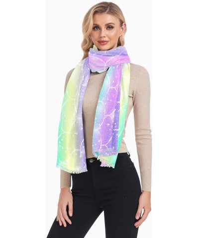 Scarf for Women Fantasy Colorful Mermaid Scales Scarf Warm Scarves Large Shawl Wrap Gifts for Mom $13.99 Scarves