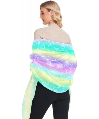 Scarf for Women Fantasy Colorful Mermaid Scales Scarf Warm Scarves Large Shawl Wrap Gifts for Mom $13.99 Scarves