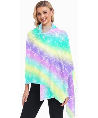 Scarf for Women Fantasy Colorful Mermaid Scales Scarf Warm Scarves Large Shawl Wrap Gifts for Mom $13.99 Scarves