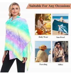 Scarf for Women Fantasy Colorful Mermaid Scales Scarf Warm Scarves Large Shawl Wrap Gifts for Mom $13.99 Scarves