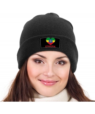 Love Ethiopia Knit Hat Warm Beanie Cap Cuffed Soft Skull Cap Winter Hats for Men and Women Black-style $11.16 Skullies & Beanies