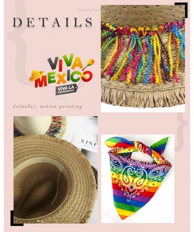 Cinco de Mayo Straw Hat with Colorful Tassel Summer Seaside Holiday Outing Female Mexican Starw Hats for Women Men Adult $9.3...